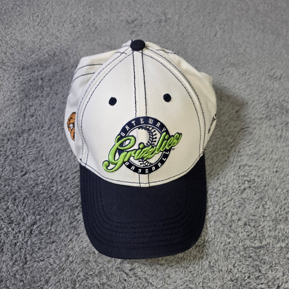 Melonwear Mens OSFA Gateway Grizzlies Baseball Cap White Navy Blue Embroidered